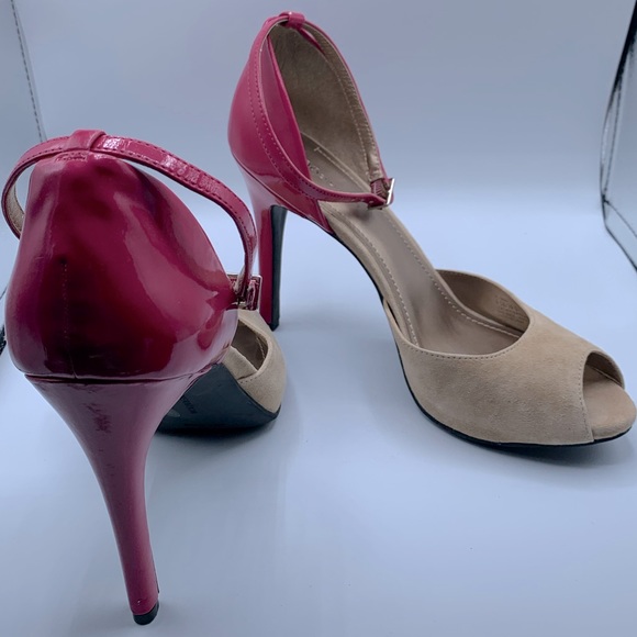 BCBG GENERATION , Pink & Tan 5” high heels, peep toe. Size 9.5 - Picture 7 of 10